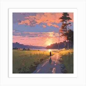 Sunset On The Road 1 Art Print