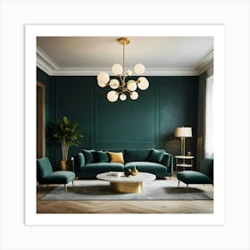 Green Living Room Art Print