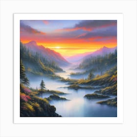 Sunset In The Mountains 3 Art Print