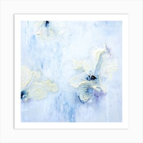 Yellow Flower With Blue Painting Square Art Print