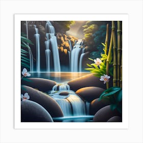 Waterfall In The Jungle 9 Art Print