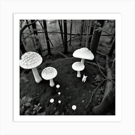 Mushrooms In The Woods Art Print