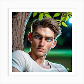 A serious-man under a shady tree Art Print