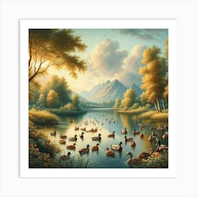 Ducks In The Lake Art Print