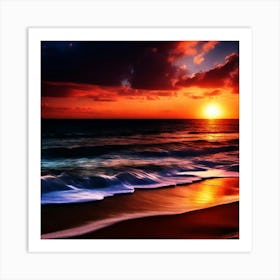 Sunset On The Beach 970 Art Print