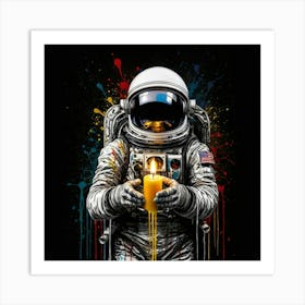 Spaceman with candle Art Print