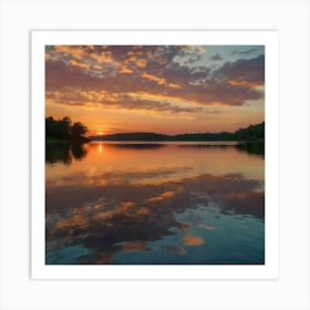 Sunset On Lake Art Print