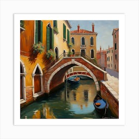 AI generated oil painting of Venice architecture and water canal. 4 Art Print