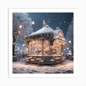 Whimsical Winter Cafe 2 Art Print