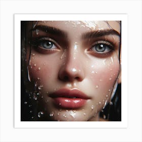 Water Splashed Face Art Print