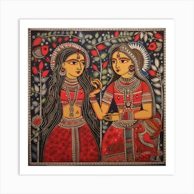 Two Indian Women By artistai Art Print