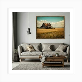 Farmhouse In The Field Art Print