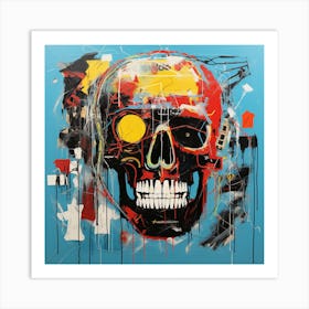 Skull On Blue Art Print