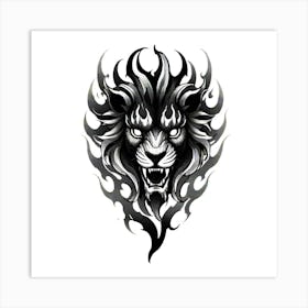 Lion Head Tattoo 9 Art Print