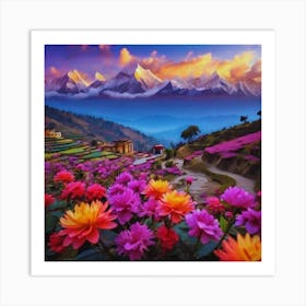 Flowers In The Mountains 1 Art Print