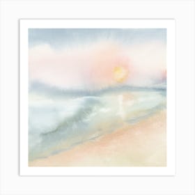 Sunset Beach Landscape Square Art Print