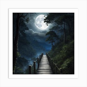 Full Moon In The Forest Art Print