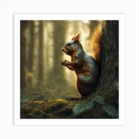 Squirrel In The Forest 75 Art Print