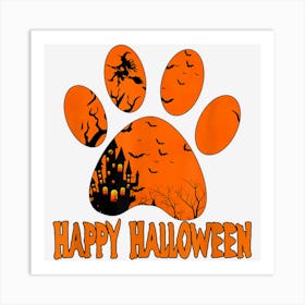 Dogs Halloween Costume Paw Dog Scary Witch Happy Halloween Póster