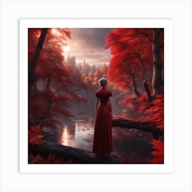 Woman In Red Dress 1 Art Print