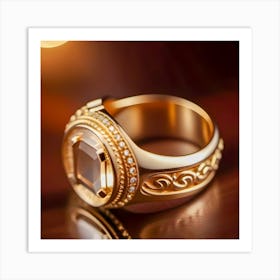 Gold Ring With Diamonds Art Print