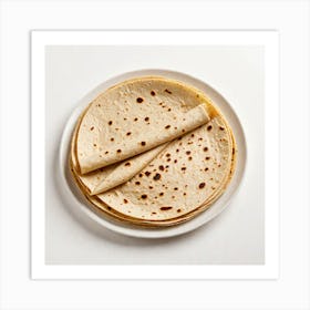 Mexican Tortilla Isolated On White Background 4020307435 Art Print