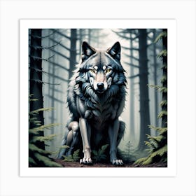 Wolf In The Woods 45 Art Print