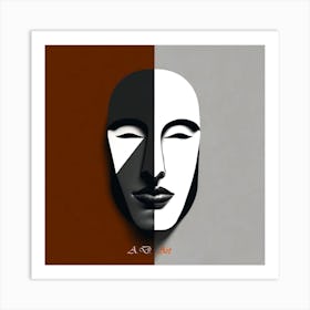 Minimalist Dark and Light Color Illustration Double Face Art Print