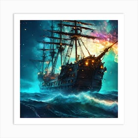 Pirate Ship In The Ocean Art Print