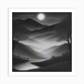 Moonlight In The Mountains 2 Art Print