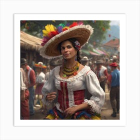 Woman In Mexican Costume Art Print