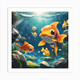 Goldfish In Water Art Print