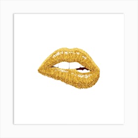 Gold Glitter Lips Art Print