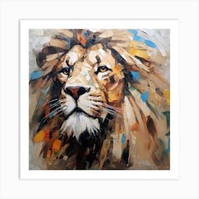 Lion Oil Art Art Print