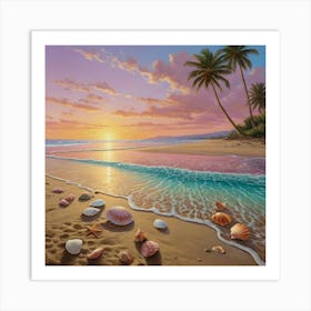 Sunset At The Beach 4 Art Print