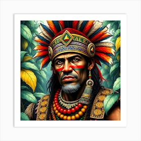 Native American Aztec Color Painting Art Print