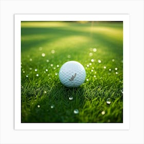 Golf Ball On Green Grass 4 Poster