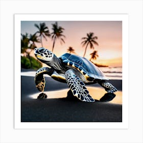 Turtle On The Beach 2 Art Print
