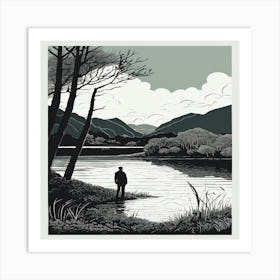 Man Standing By A Lake Art Print