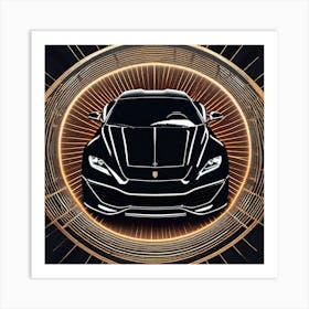 Black And Gold Sports Car Art Print