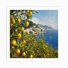 Amalfi View With Lemons Travel Painting Italy Art Print 6 Art Print