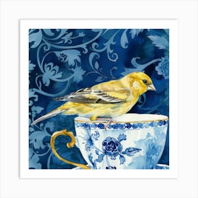 Yellow Finch In Teacup 1 Art Print