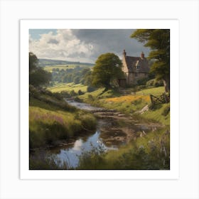 Cottage By The Stream 3 Art Print