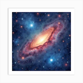 Celestial Watercolor With Vivid Star Fields And Nebulae 1 Art Print