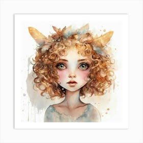 Girl With Feathers Art Print