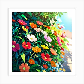 Colorful Flowers In The Garden Art Print