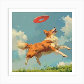 Dog Jumping For Frisbee Art Print