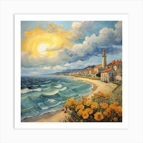 Van Gogh style, Sunny sea coast 1 Art Print