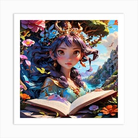 Fairy Girl Reading A Book Art Print