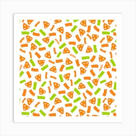 Geometric Marks Navy Orange Green Art Print